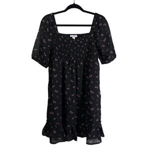 SUGAR‎ & JADE Dress XXL Mini Babydoll Smocked Chest Floral Cinched Ruffle Tween